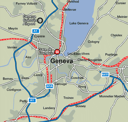 瑞士-日內瓦地图